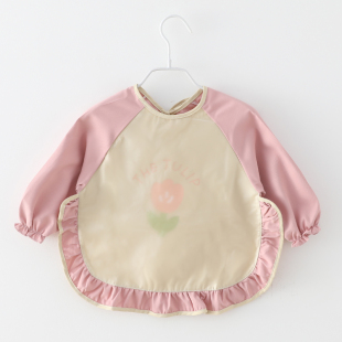 儿童长袖 防脏围裙宝宝幼儿园反穿衣婴儿吃饭防水罩衣秋冬画画围兜