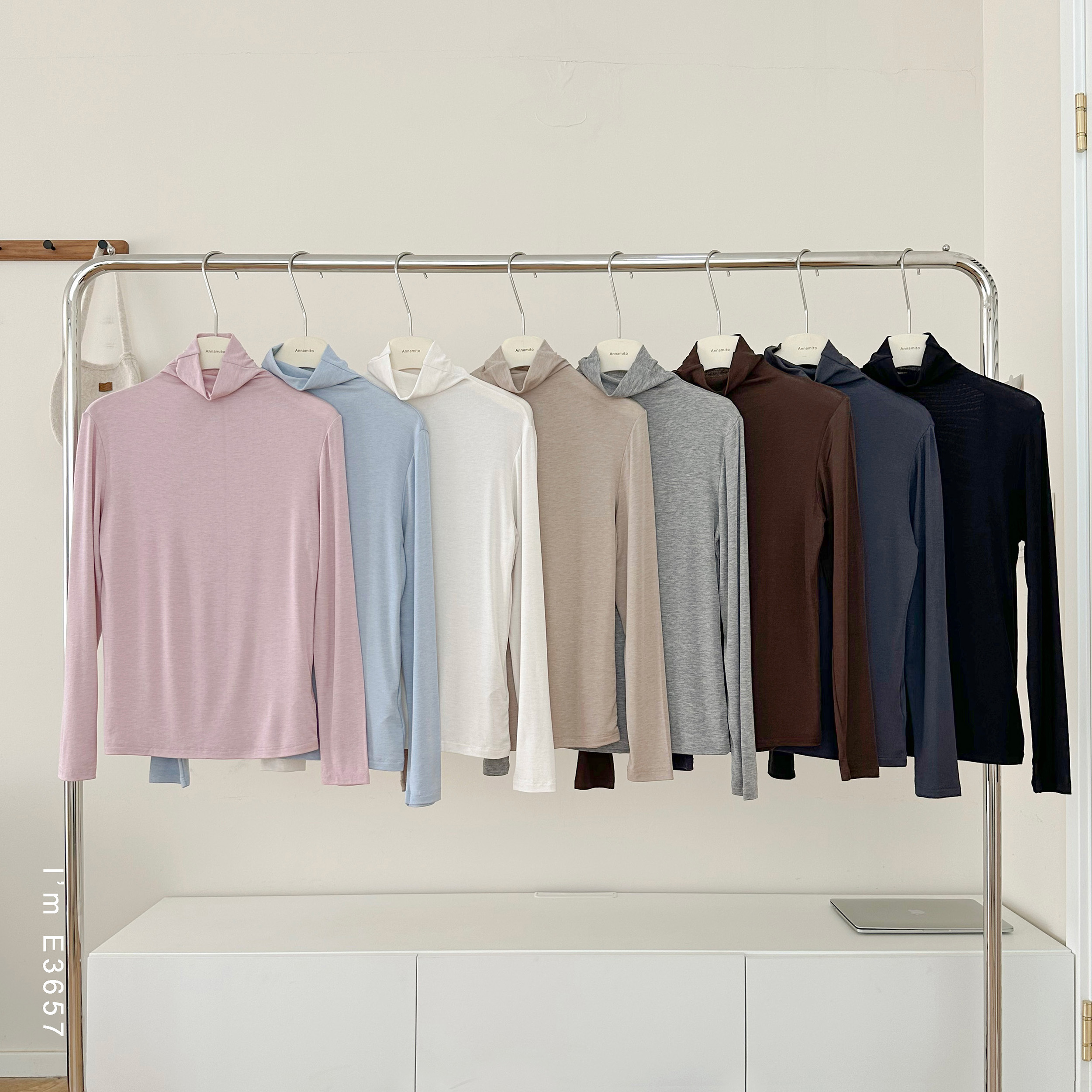 软糯天丝羊毛醋酸高领长袖打底衫E3657