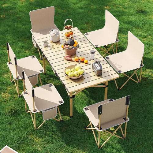 一体便携式户外折叠桌子蛋卷桌