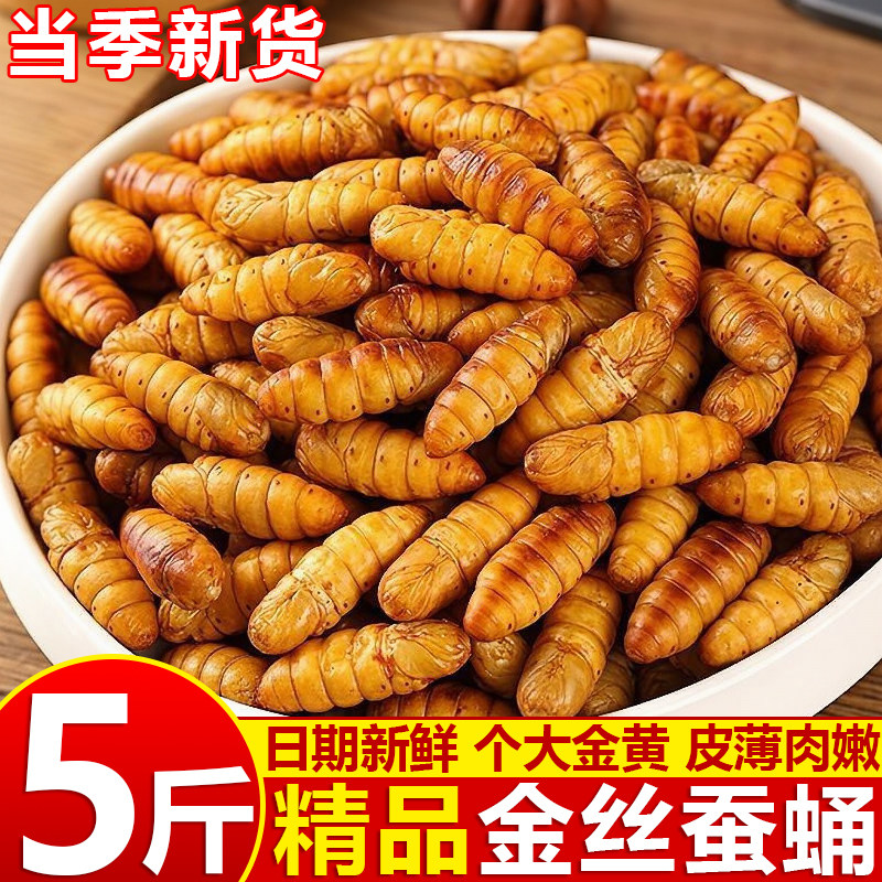 山东特产鲜活冷冻金丝蚕蛹