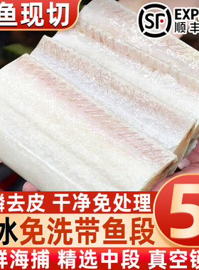 海捕无冰现切带鱼段冷冻活鱼现切