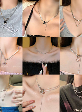韩版甜酷风辣妹项链小众设计感朋克网红ins气质潮酷百搭毛衣链女
