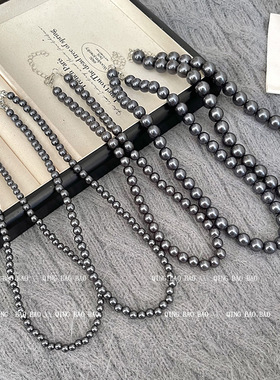 简约灰色珍珠毛衣链项链女时尚气质百搭高级感精致锁骨链项饰