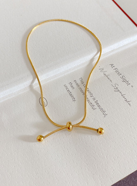 钛钢复古手链ins小众设计冷淡风个性设计感抽拉式简约气质手饰女