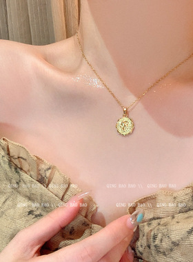 甜美简约复古玫瑰花项链网红ins冷淡风锁骨链气质百搭吊坠颈链女