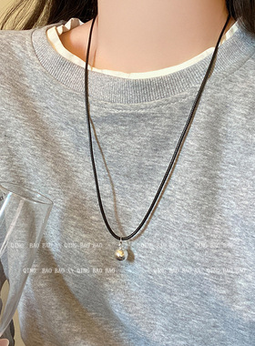 圆球麻绳夸张长款项链女冷淡风高级感轻奢小众锁骨链毛衣链项饰品