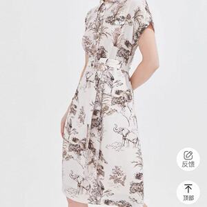 玖系列剪掉牌水墨画精致印花女夏款连衣裙