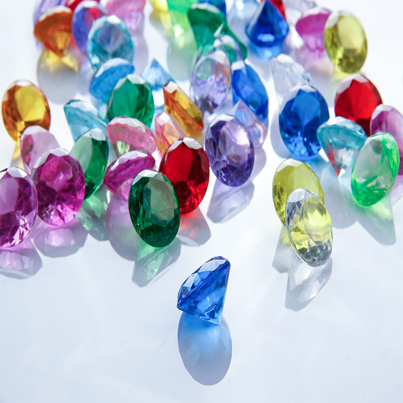 20MM七彩钻石柜台摆件婚庆水晶钻塑料钻儿童宝石幸运石100颗/包