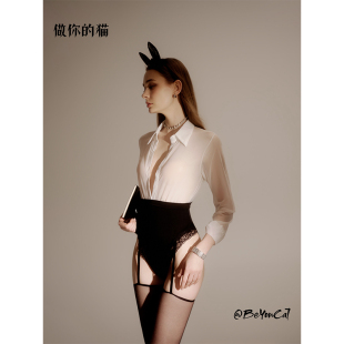 连体衣 御姐风秘书紧身制服女性感透视衬衫 做你 猫：下班留一下
