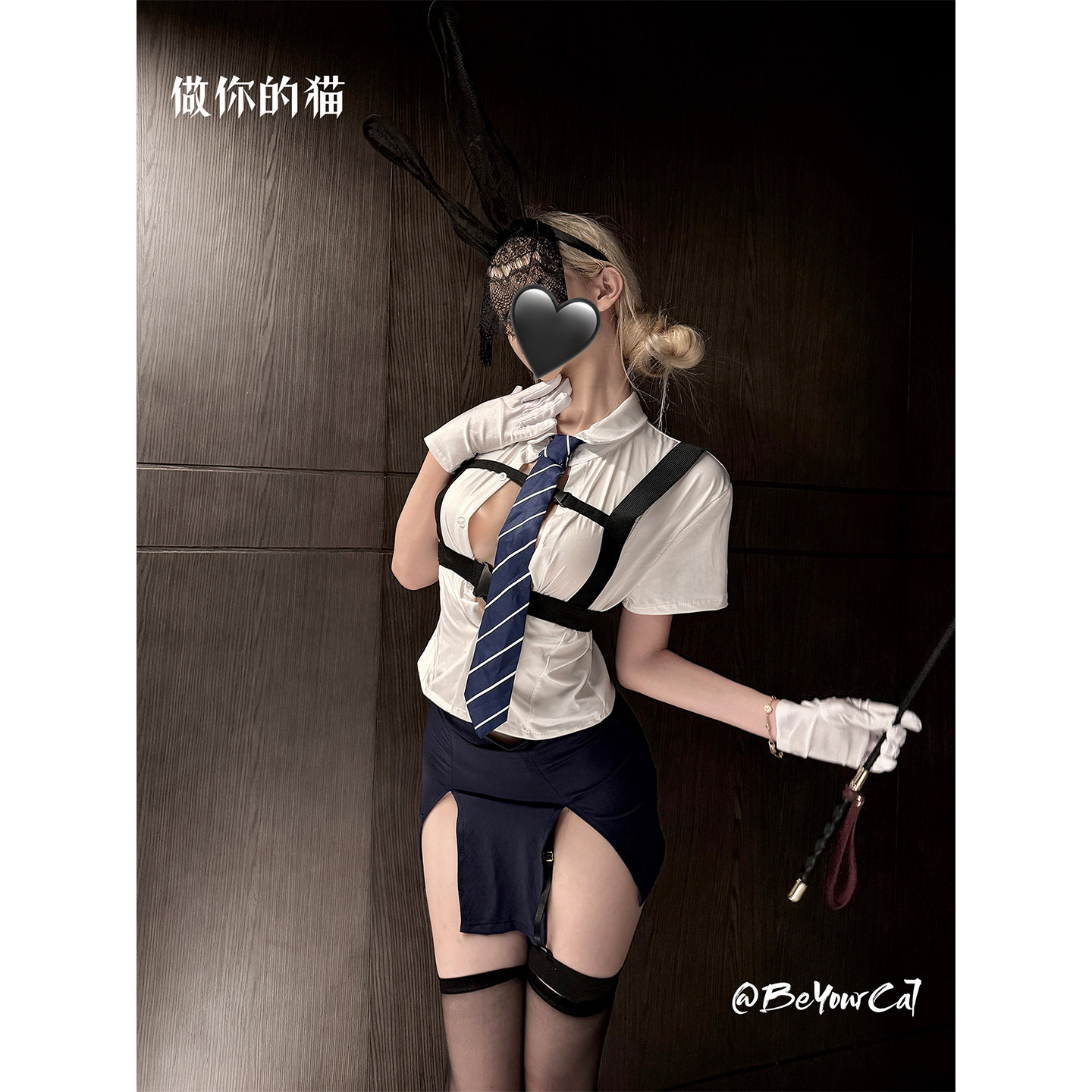 做你的猫：秘密协议*性感修身OL秘书开衩包臀裙角色扮演制服套装