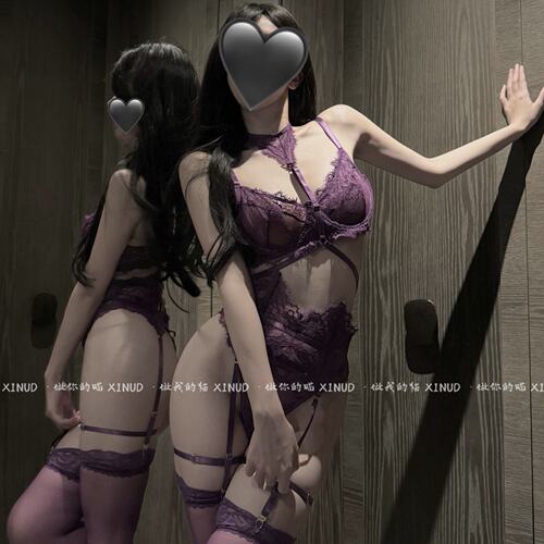 做你的猫：姐姐的赏赐*欧美夏季蕾丝挂脖性感三点式内衣套装配件