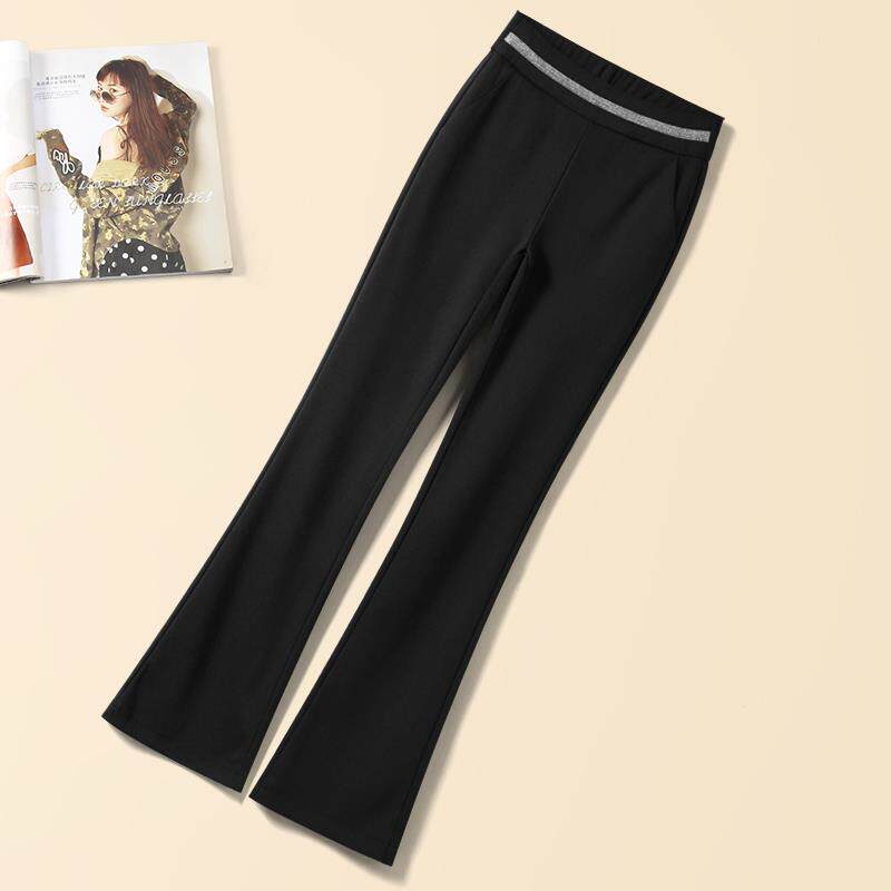 黑色微喇裤女夏季2025新款爆款休闲裤小个子裤子女显瘦直筒西装裤