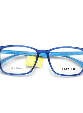 LACELLO L8219眼镜框架亮面蓝色经典超轻老字号验光配镜更专业