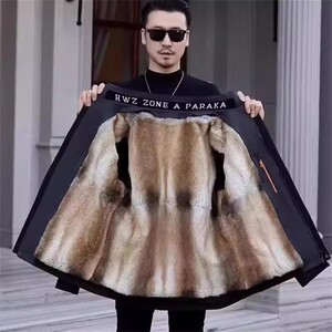 派克服男款冬季皮草外套山貂兔毛皮毛一体可拆卸内胆保暖加厚真毛
