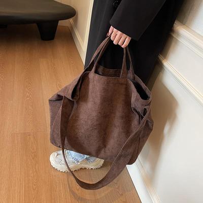 帆布包女手提托特包大容量简约通勤百搭学生放书单肩斜挎包慵懒风
