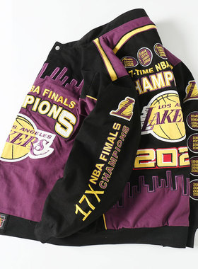 杜戴克2020湖人科比夺冠潮牌夹克欧美街头宽松加厚刺绣棒球服