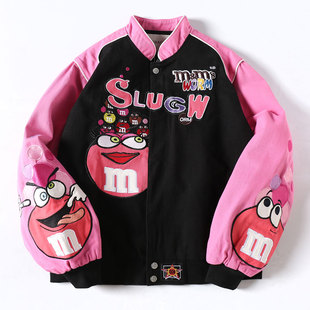 2022新款 bf港风兔子联名X2棒球服m豆宽松外套女 欧美潮牌古着工装