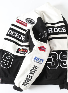 杜戴克2024早春新款男女潮牌加厚宽松夹克欧美街头刺绣拼接棒球服