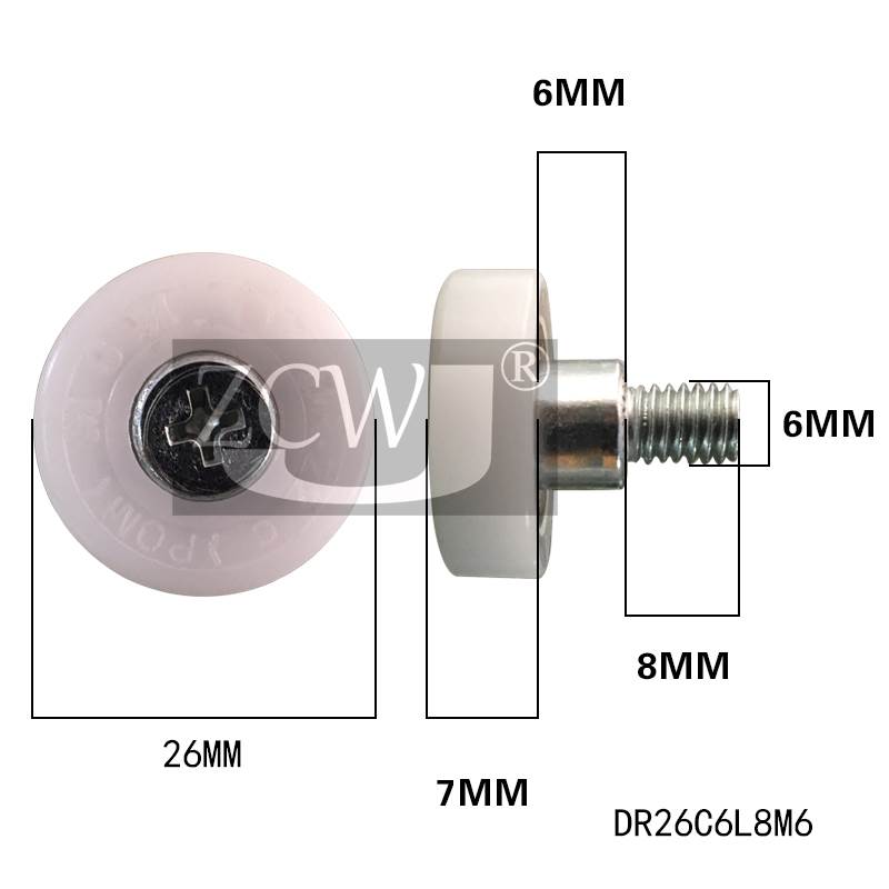 直径DR19 22 26 28 30钱箱滑轮抽屉滑轮塑料滚轮螺杆M6 量大价优
