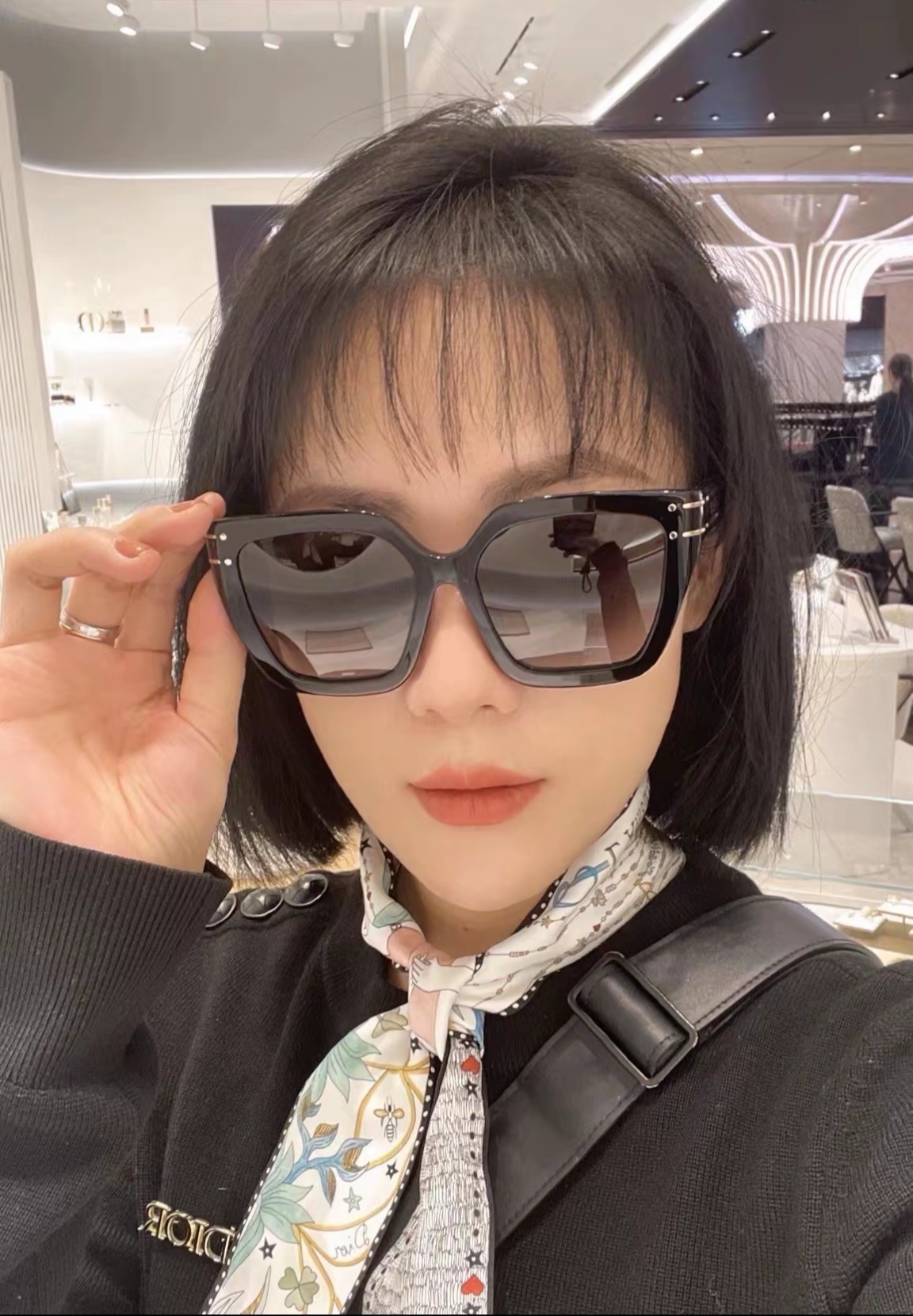 S10F个性方形遮阳百搭复古墨镜女方形板材太阳镜迪系可换偏光片