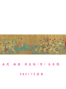 五代南唐周文矩合乐图古代工笔人物仿古国画乐器真迹高清复制临摹