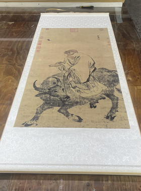 张路老子骑牛图高清古旧人物画