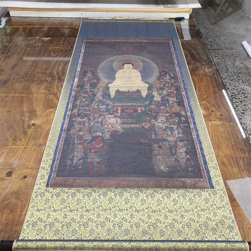 日本室町前期 释迦十六善神像图佛画佛主佛像微喷复制挂轴装饰画