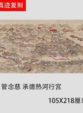 清 管念慈 承德避暑山庄热河行宫图 古代中式建筑人物微喷装饰画