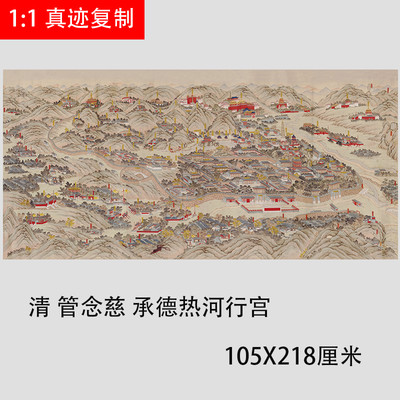 清 管念慈 承德避暑山庄热河行宫图 古代中式建筑人物微喷装饰画