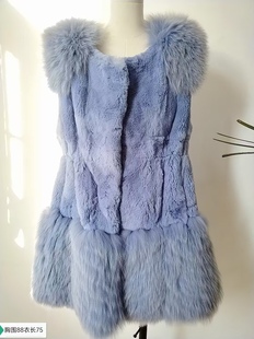 狐狸毛龙猫皮草法式高级感外套水貂马甲獭兔毛南油蓝色貂皮度假风
