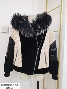 白色小香风皮质羽绒服女皮草外套狐狸毛鹅绒服水貂毛女大衣女上衣