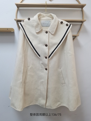 白色大衣呢子短款秋冬上衣双面羊绒女外套中长款披肩纯羊绒羊毛