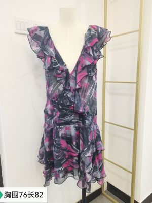 桑蚕丝碎花连衣裙南油真丝直筒法式真丝碎花中长款修身短款法式女