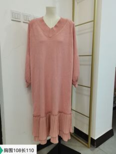 秋冬季外套女大码上衣韩版过膝毛衣法式荷叶边长款连衣裙收腰显瘦