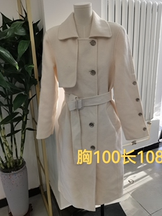 双面白色羊绒系带大衣秋季女中长款冬新款赫本风加厚羊毛呢外套冬
