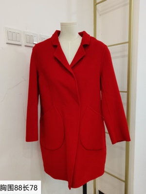 双面呢大衣冬季外套女法式粉色羊毛高级感气中长款双面羊绒貂上衣