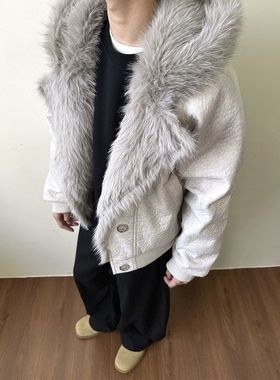 EME 仿兔毛重磅云朵绒短宽秋冬加厚保暖座山雕复古夹克外套男女