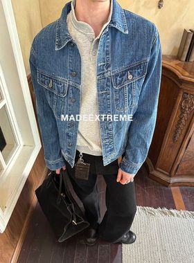 【EME】竹节纹水洗做旧复古新贵高级感短宽秋冬工装夹克外套男女