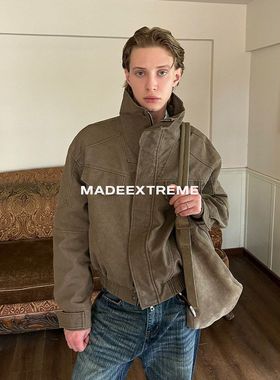 EME 复古立领vintage工装夹克男女秋季水洗立体剪裁boxy短宽外套