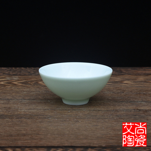 豆青釉茶杯 景德镇高温颜色釉茶碗单杯功夫杯陶瓷杯子瓷器品茗杯