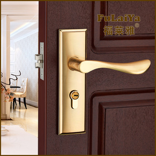 简约单舌头门锁静音金色室内家用通用型卧室卫生间厕所锁具门把手