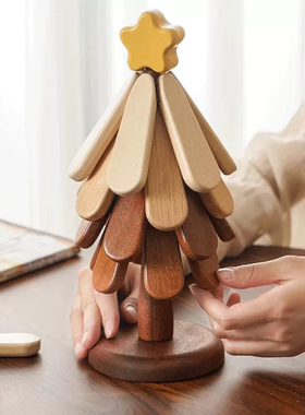 创意实木隔热垫桌垫餐桌摆件一棵树实木防烫锅垫折叠杯碗垫