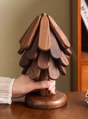 黑胡桃一棵树隔热垫实木防烫耐热垫形创意圣诞树餐桌锅垫餐垫摆件