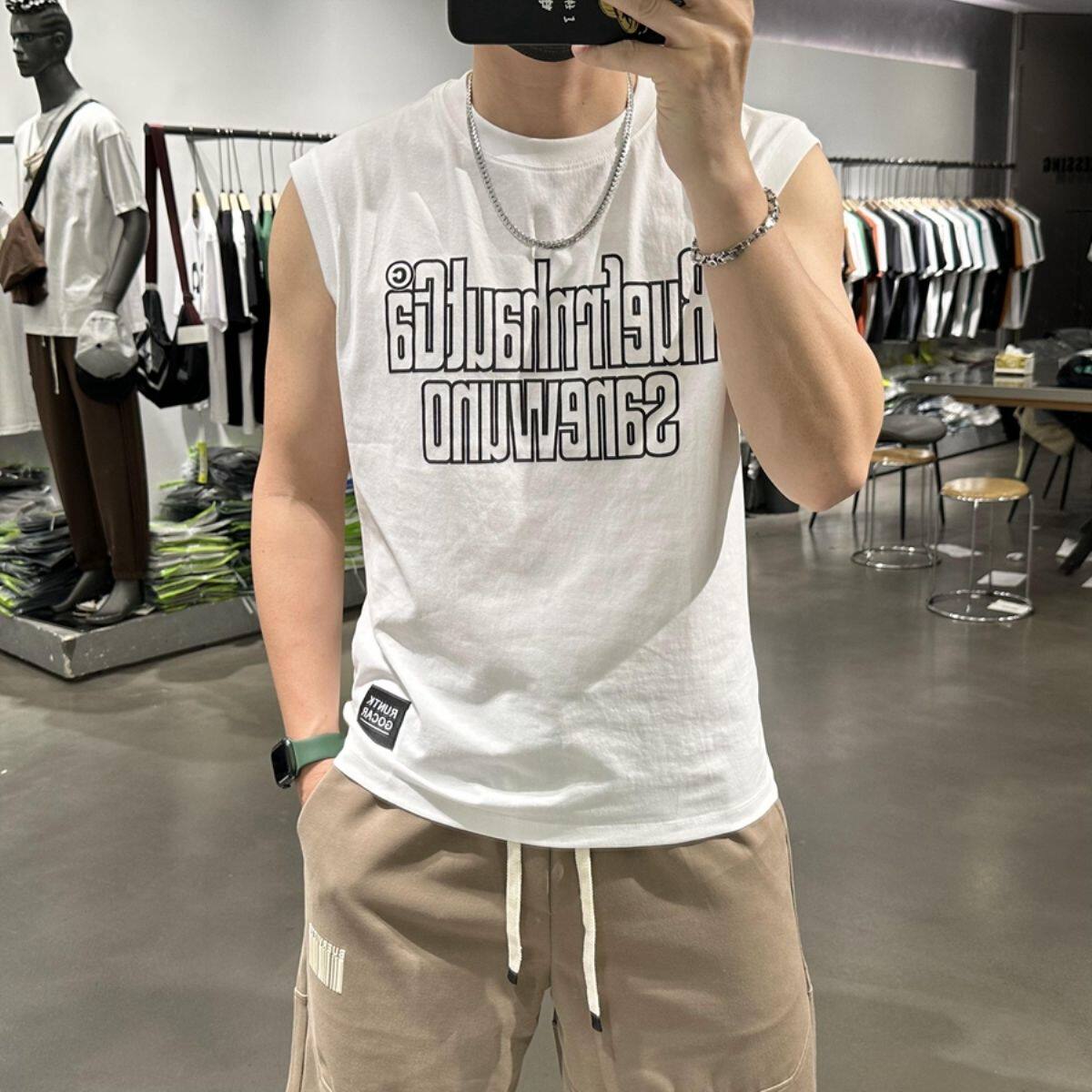 夏季男潮篮球运动背心无袖T恤