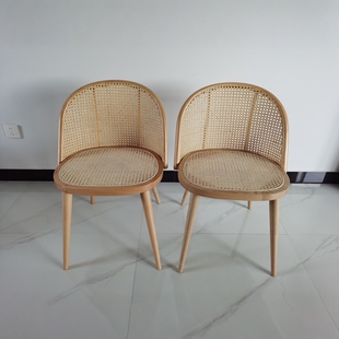 印尼天然真藤藤家用客厅办公休闲餐厅靠背北欧简约单人餐椅藤椅