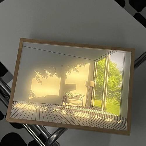 ins小夜灯灯光画定制镜子线稿