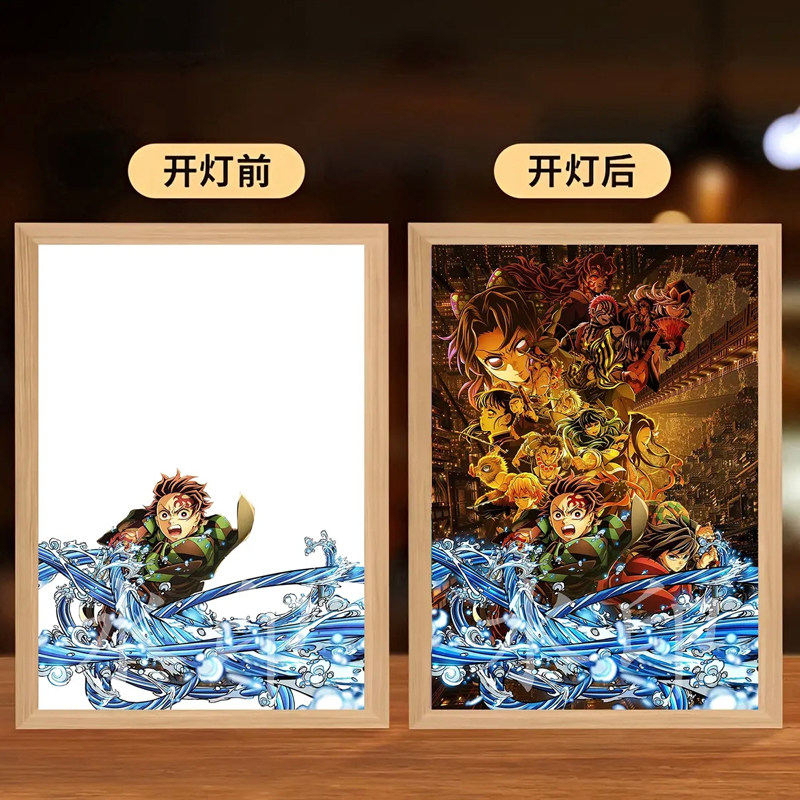 鬼灭之刃无限城灯光画ins创意氛围感素描小夜灯电影来图定制,家居饰品,氛围画/灯画,淘宝优惠券,粉丝福利购,淘宝优惠卷