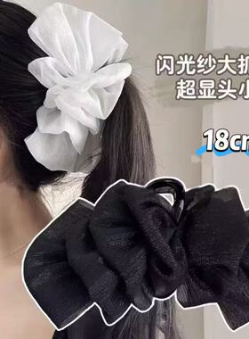 银丝双面泡泡纱发卡鲨鱼夹抓夹超大号发夹女后脑勺盘发夹2026新款