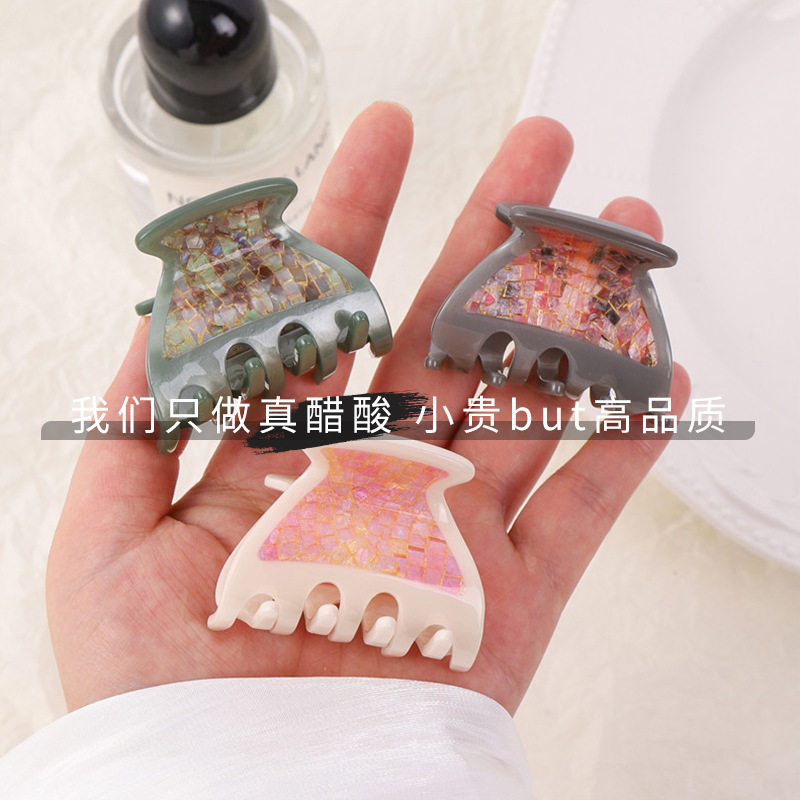 醋酸条纹复古抓夹女款后脑勺半扎发夹子中号发夹百搭发卡头饰碎发