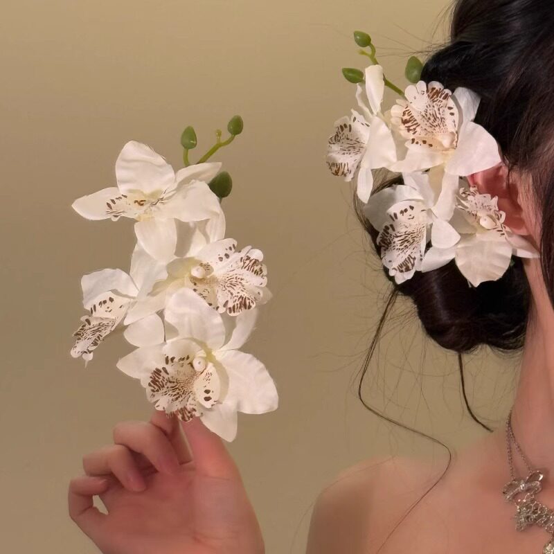 泰国兰蝴蝶兰头花花夹 新娘伴娘盘发头花发夹 花朵 仿真花发饰